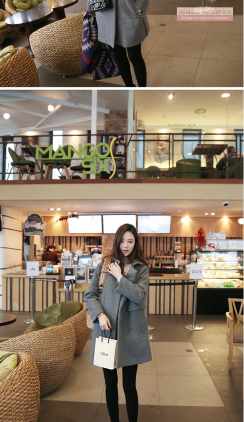 เสื้อโค้ทกันหนาว สีดำ ทรงสวย ใส่ได้หลายแบบ ผ้าดีบุซับในกันลม BLACK L