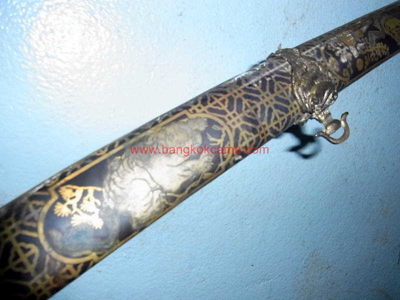 ดาบซามูไร ใบมีดเป็นเหล็กลาย (ใบมีดดามัสกัส) ลายเสือ