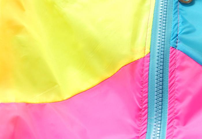 fashion เสื้อผ้าร่ม มีฮู้ด สีสะท้อนแสง ชมพู เขียว ฟ้า ใส่กันแดด กันฝน