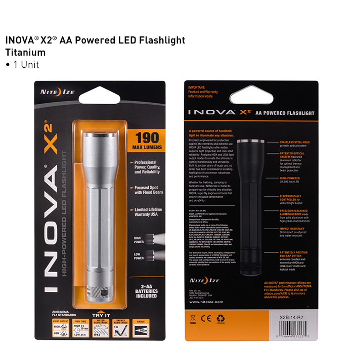 ไฟฉาย INOVA X2 - AA Powered LED Flashlight , Titanium
