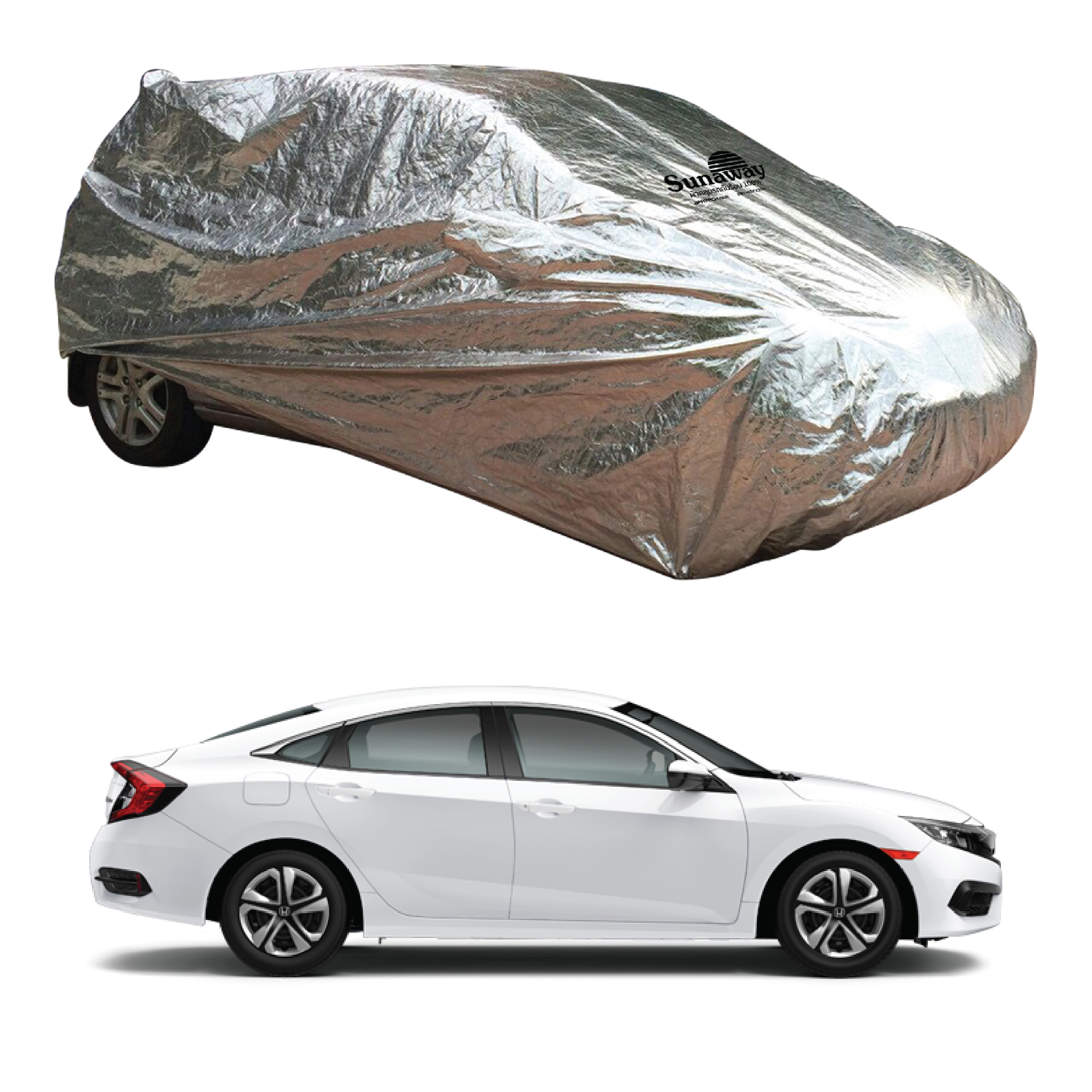 New Sunaway ผ้าคลุมรถกันร้อน 100% (สำหรับรถเก๋ง L-เต็มคัน)