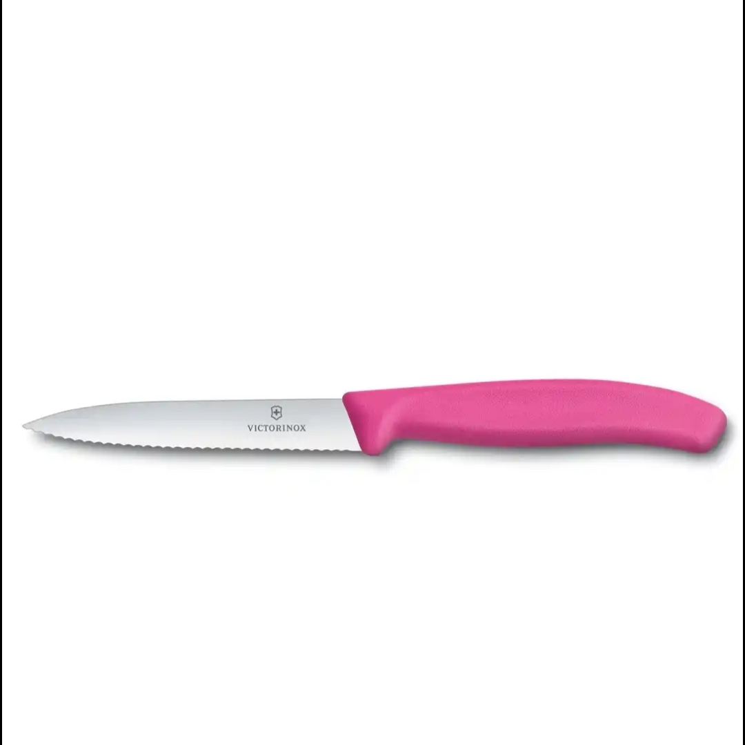 มีดครัว Victorinox Paring Knife 10 cm ใบหยัก ด้ามชมพู (6.7736.L5)