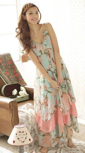 maxi dress ชุดเดรสยาว ใส่เที่ยว โทนชมพู ฟ้า ใส่ไปงานแต่ง ใส่ออกงานได้ น่ารัก สวยมาก