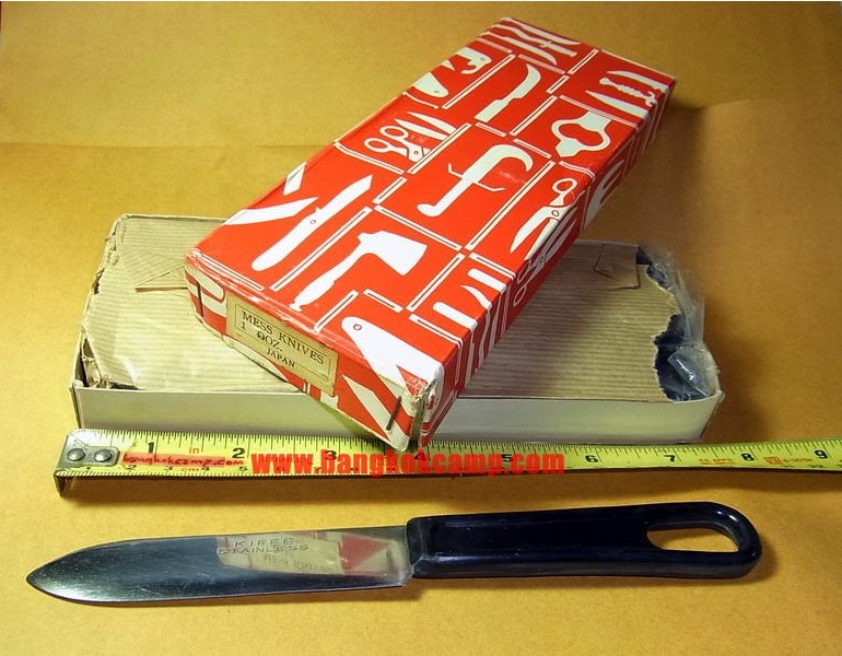มีดญี่ปุ่น KIFFE ปี1960 สมัยสงครามเวียดนาม ใหม่เก่าเก็บ ไม่ผ่านการใช้ (Mess Stainless knife Japan Kiffe stamped Vintage on Vietnam or Korean war.)