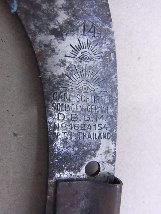 มีีดกรีดยาง ตราตา เยอรมัน CARL SCHLIPPER SOLINGEN GERMANY เก่าเก็บ ยังไม่ได ้ใช้งาน...กระดาษป้าย อยู่ครบ