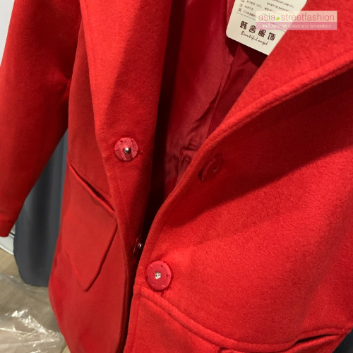 เสื้อโค้ท สไตล์เกาหลี ทรงคลาสสิค ใส่ง่ายเข้ากับทุกชุด กันหนาวได้ดี พร้อมส่ง สีแดง