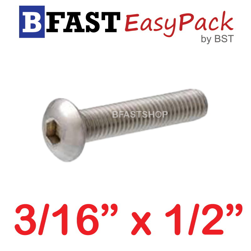 สกรูหัวจมกลมสแตนเลส SUS 3/16" x 1/2" ( 6 ตัว/ถุง )