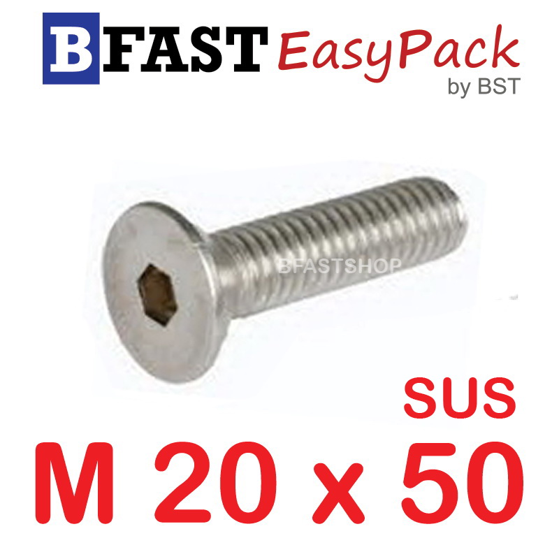 สกรูหัวจมเตเปอร์สแตนเลส SUS M20 x 50 (1 ตัว/ถุง)