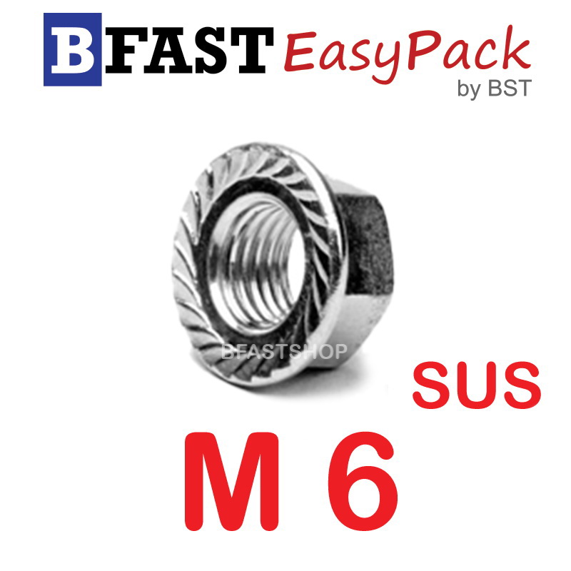 หัวน็อตจานสแตนเลส SUS M6 x 1.0 ( 5 ตัว/ถุง)