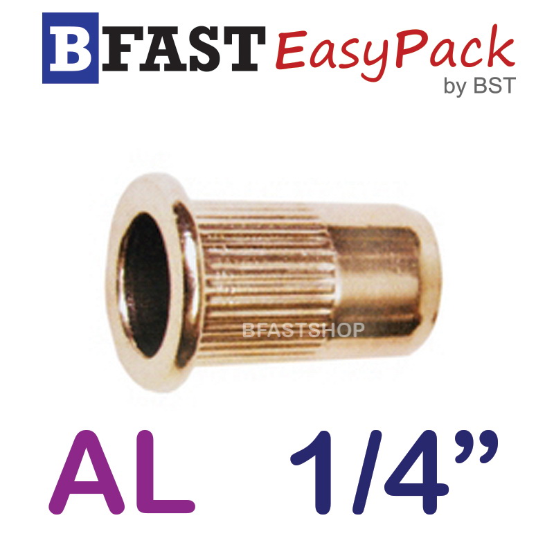 รีเวทนัท หัวแบนคอลาย AL 1/4" (4 ตัว/ถุง)