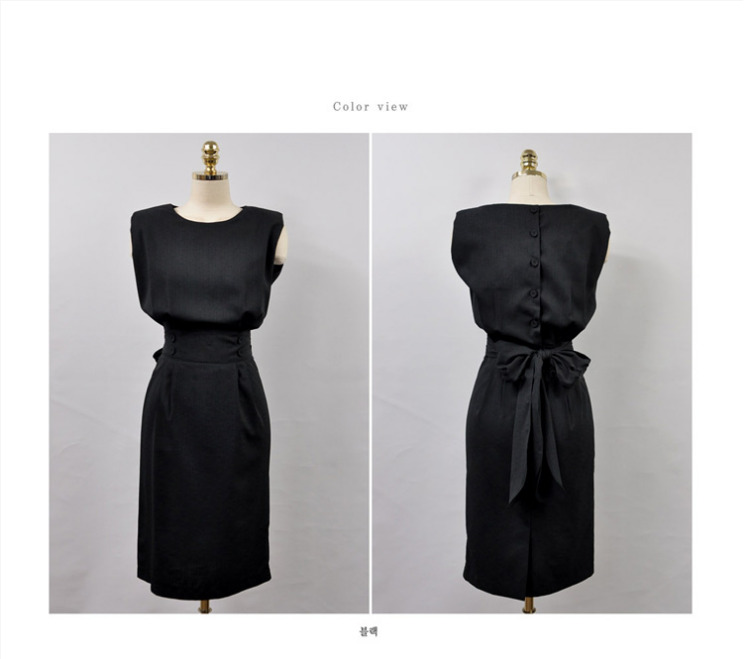 ชุดเดรสทำงานสีดำ ทรงเข้ารูป แขนกุด แนวเรียบร้อย สวย ดูดี แฟชั่นทำงานสไตล์สาวออฟฟิศ