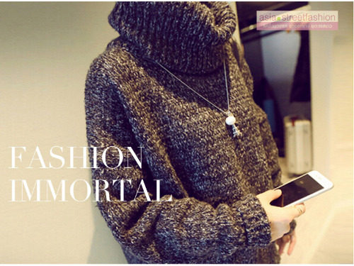 เสื้อไหมพรมคอเต่าตัวโคล่ง สีเทา ไหมพรมอุ่น ยืดได้เยอะ เรียบแต่เก๋