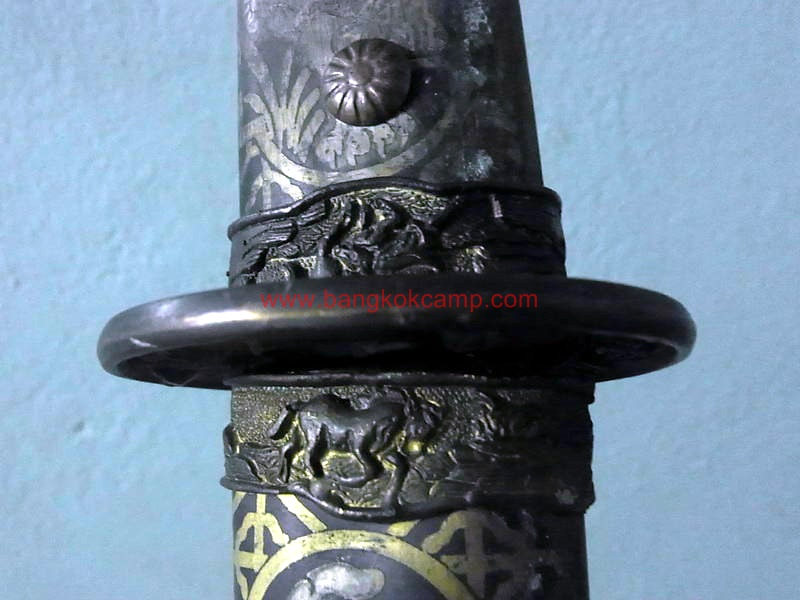 ดาบซามูไร ลายเสือ ขนาดกลาง ใบมีดเป็นเหล็กลาย (ใบมีดดามัสกัส)