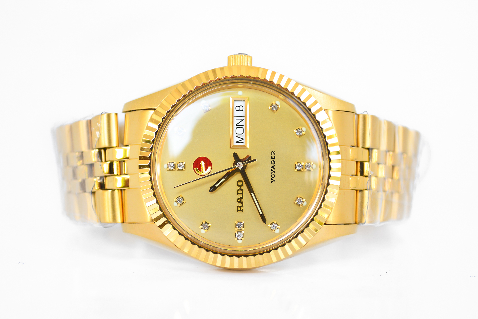 Rado Voyager Automatic Day-Date เรือนทอง ขอบหยัก หลักพลอย