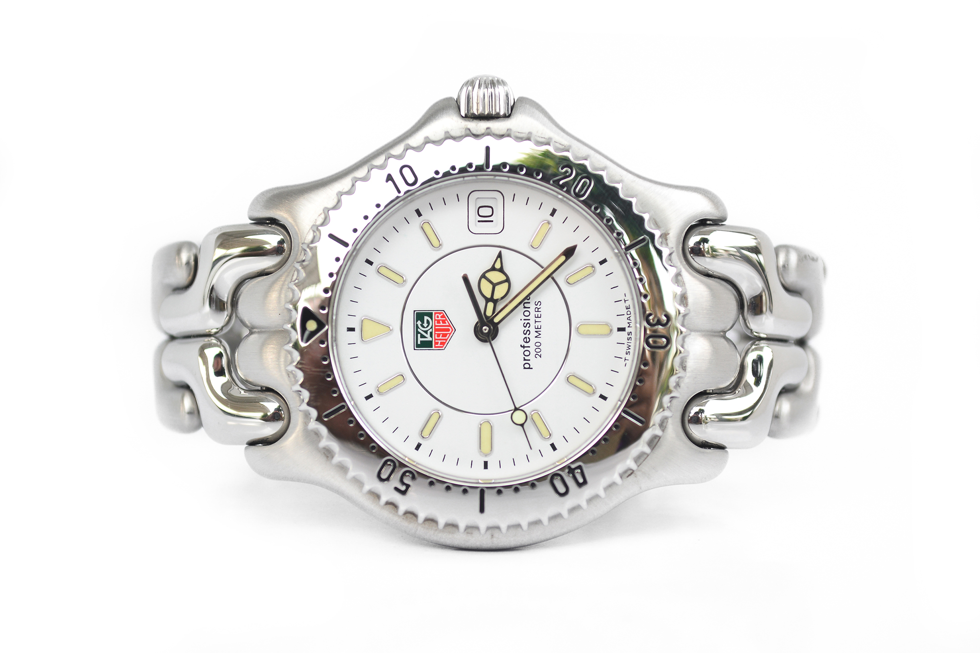 Tag Heuer King Size ก้างปลา เรือนเหล็ก หน้าขาววงแหวน 3ชั้น