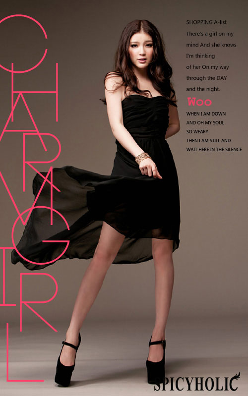 maxi dress ชุดเดรสยาว ชุดเดรสงานแต่งงาน เกาะอก ผ้าชีฟอง สีดำ สามารถใส่ออกงานได้ Asia Street Fashion