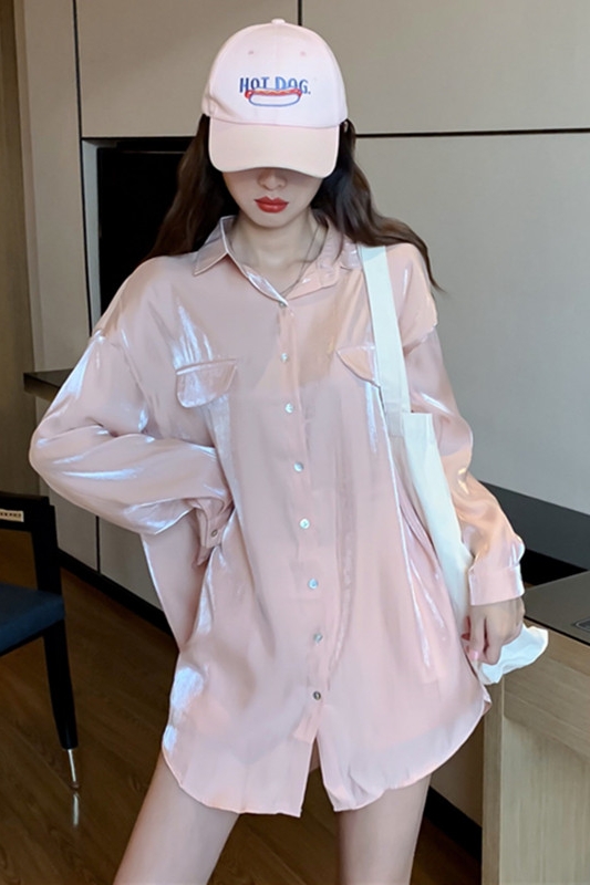 พรีออเดอร์ : เสื้อเชิ้ตแขนยาวแฟชั่นสะท้อนประกายมุก มี 2สี