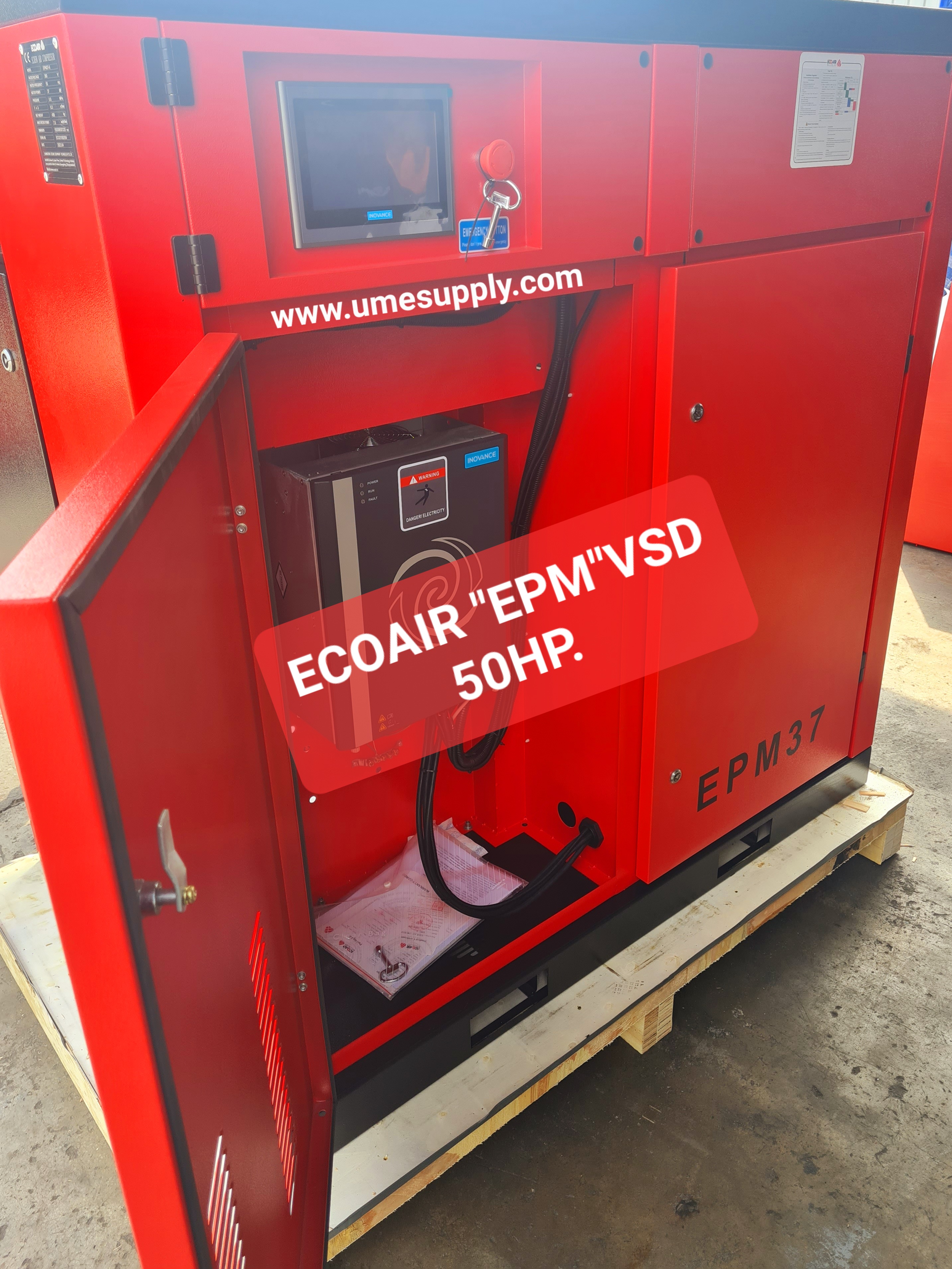 "ECOAIR" EPM : VSD 50 HP. SCREW AIR COMPRESSOR. คอมเพรสเซอร์แบบสกรู