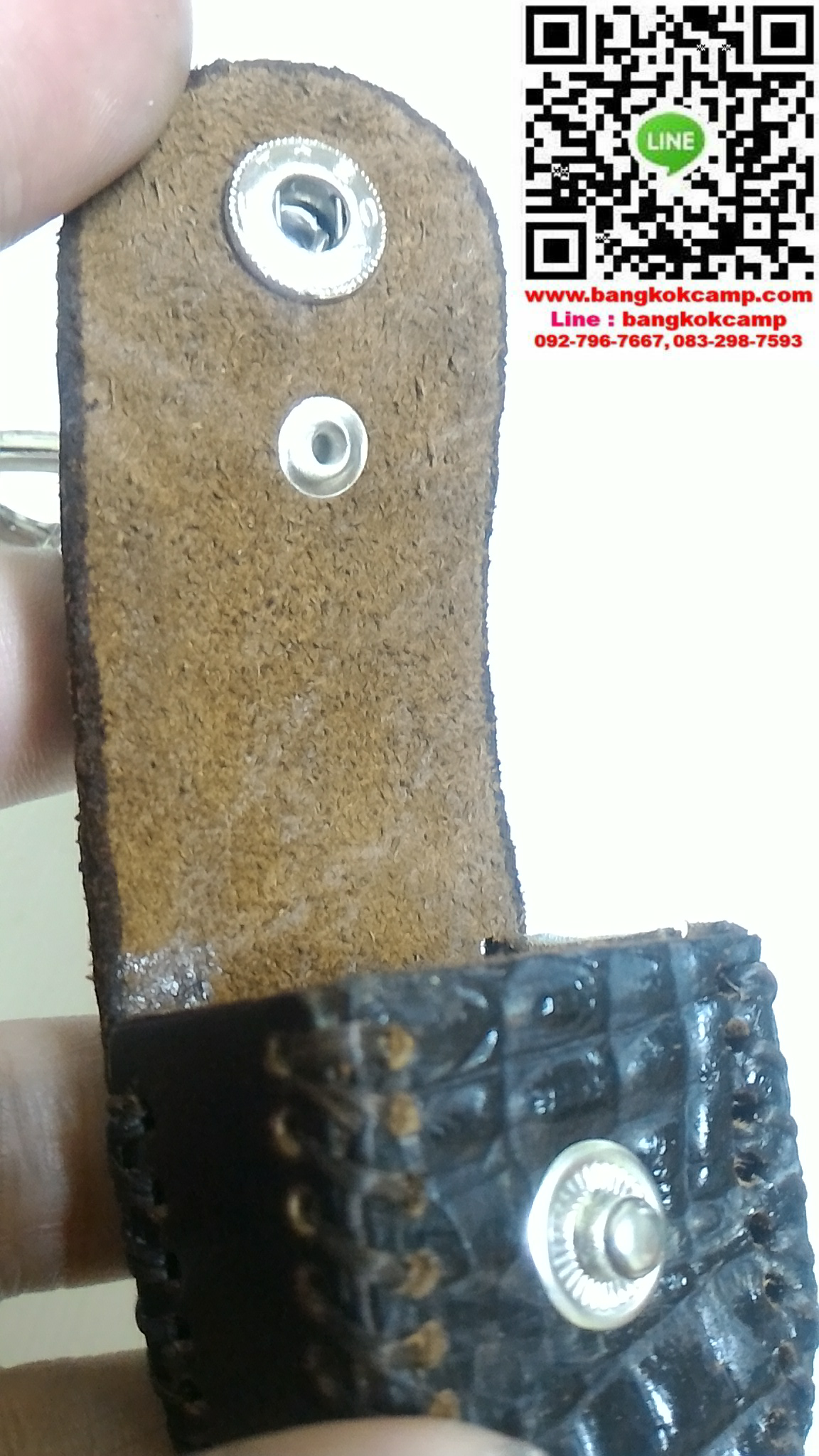 ซองหนังจรเข้แท้ เย็บมือ ใส่กล้องส่องพระ + พวงกุญแจ USA. งานเก่า แท้