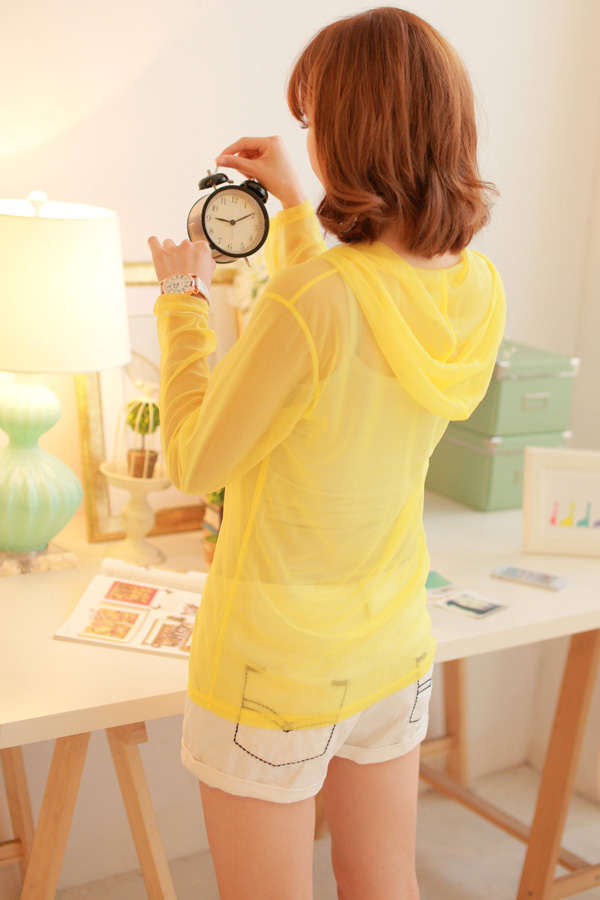fashion เสื้อคลุม มีฮู้ด สีเหลือง น่ารัก ใส่ทำงาน ใส่เที่ยว ชิวๆ Asia Street Fashion