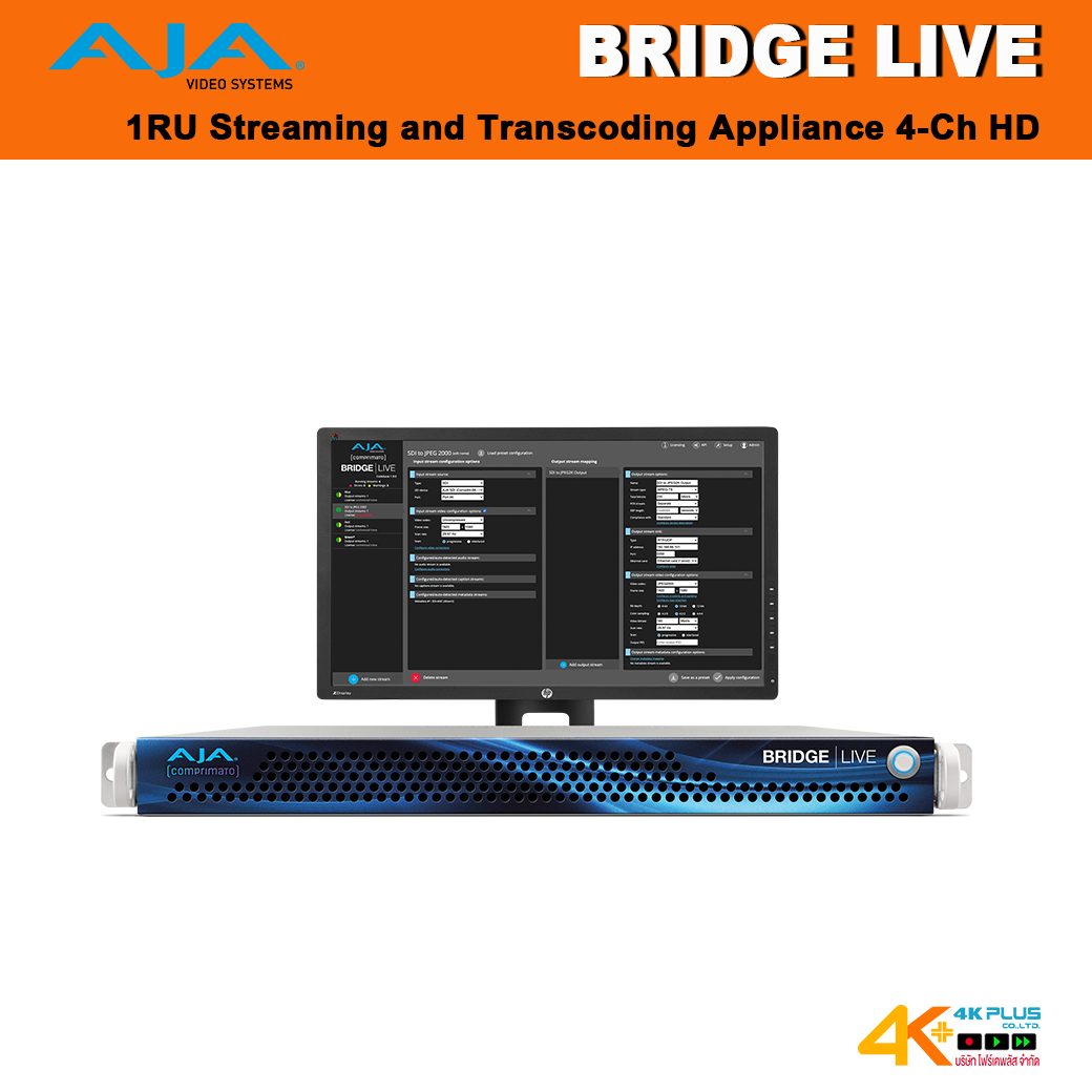 AJA BRIDGE LIVE 1RU Streaming and Transcoding Appliance 4-Ch HD