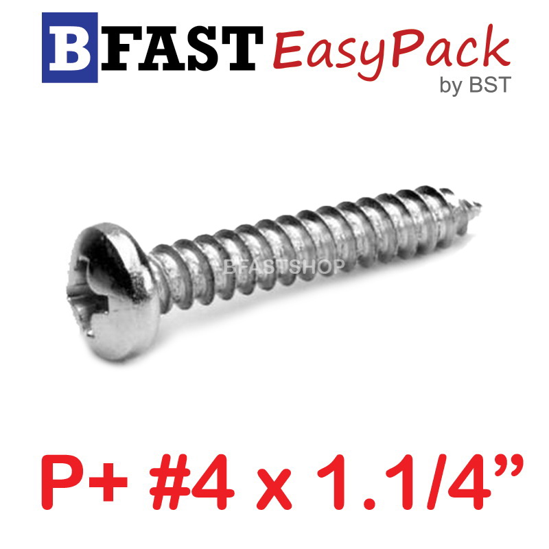 สกรูเกลียวสแตนเลส P+ SUS # 4 x 1.1/4" (20 ตัว/ถุง)