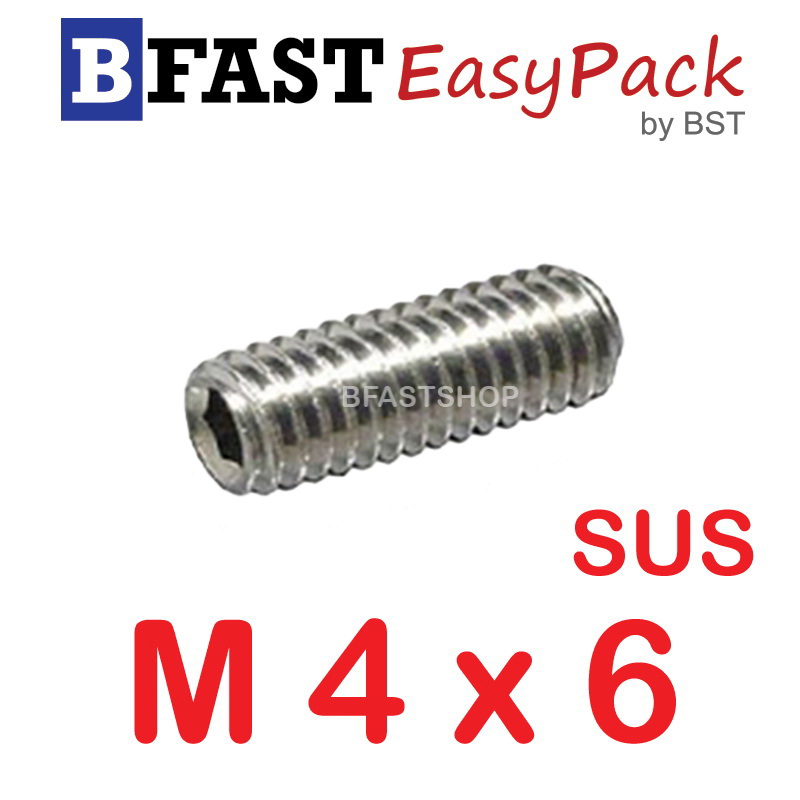 สกรูตัวหนอนสแตนเลส SUS M4 x 6 (20 ตัว/ถุง)
