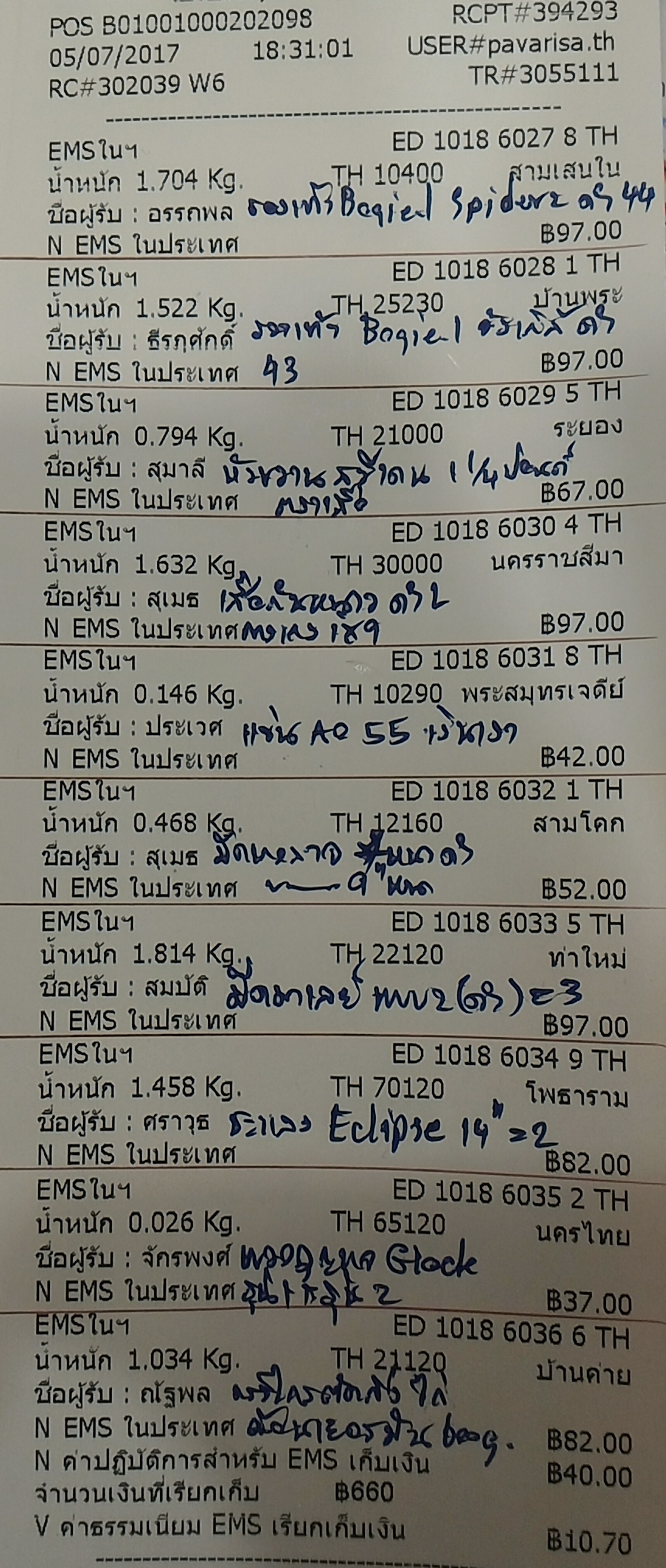 ใบเสร็จฯ กรกฎาคม 2560