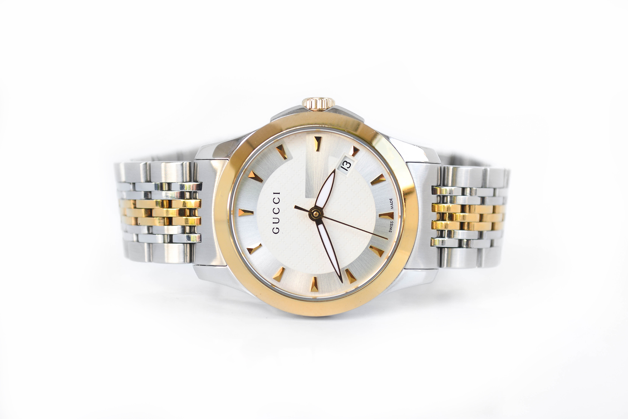 Gucci G-Timeless 126.5 2tone Lady Size Quartz Silver