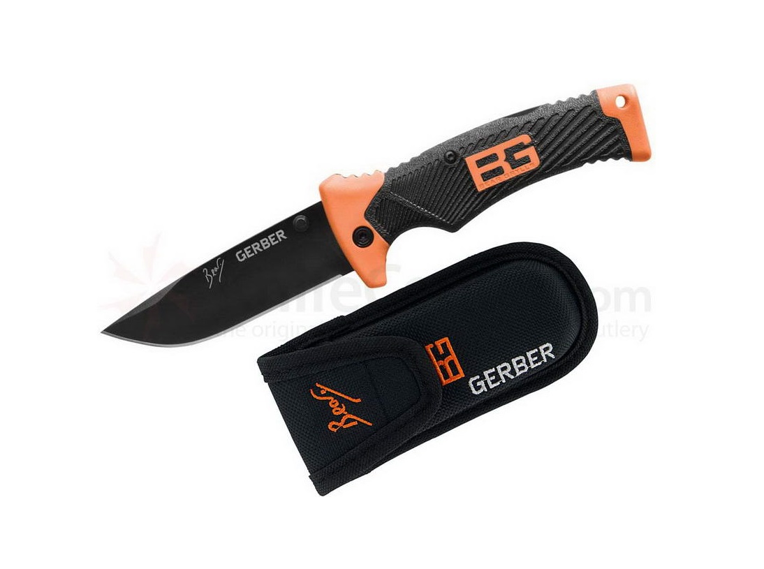 มีดพับ Gerber Bear Grylls Folding Sheath Knife 3.6" Plain Blade, Rubber Handle - 31-002947