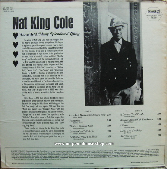 Nat King Cole - Love Is A Many Splendored Thing