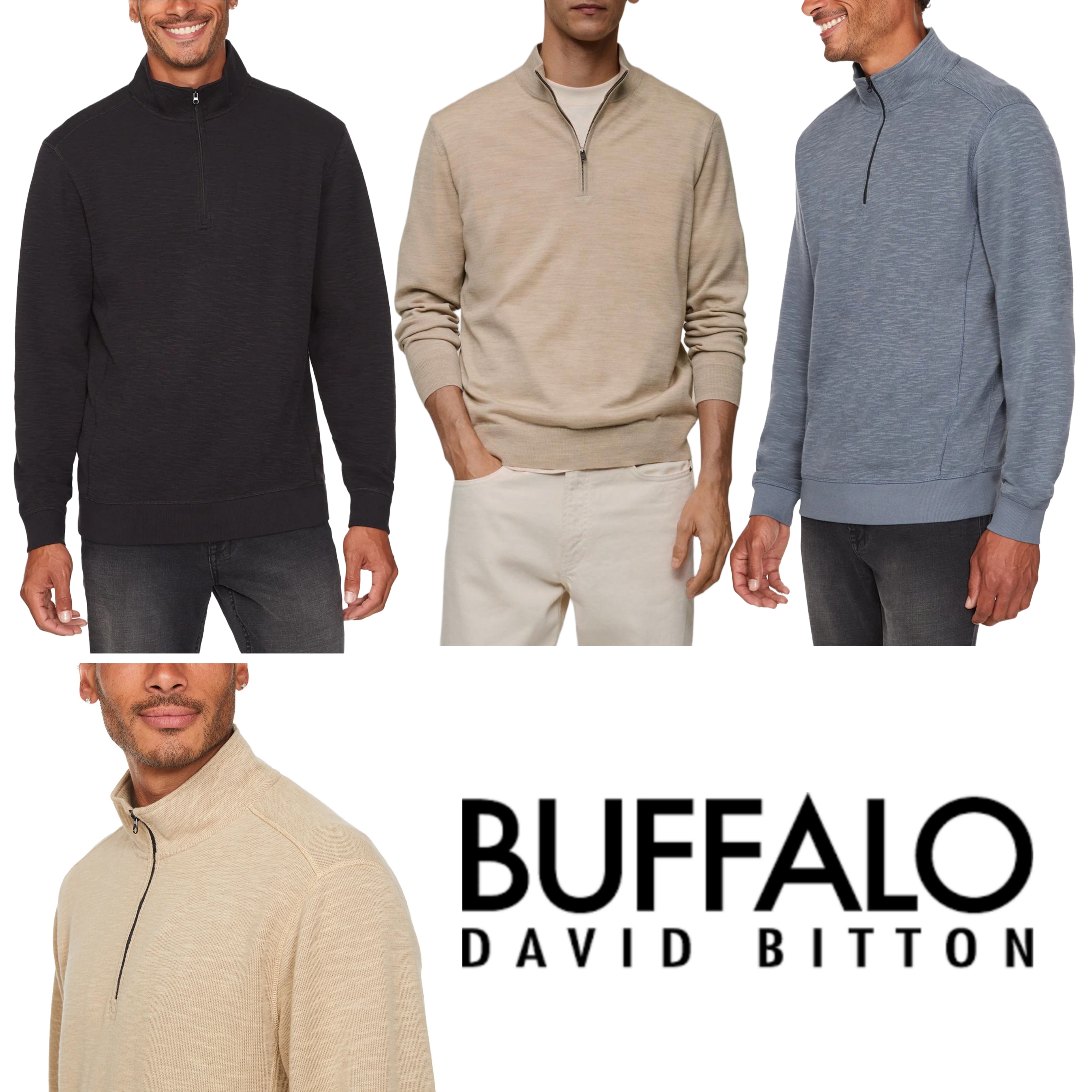 Buffalo David Bitton Men's Quarter Zip Sweater