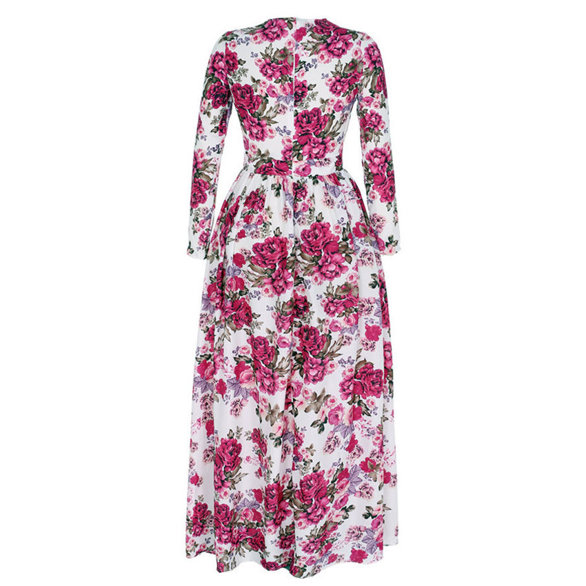 Cyber Graceful Floral Print Formal Party Long Maxi Dress(Multicolor)