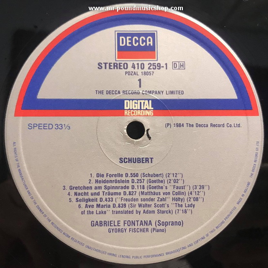 Gabriele Fontana, Gyorgy Fischer, Peter Schmidl - Schubert Lieder