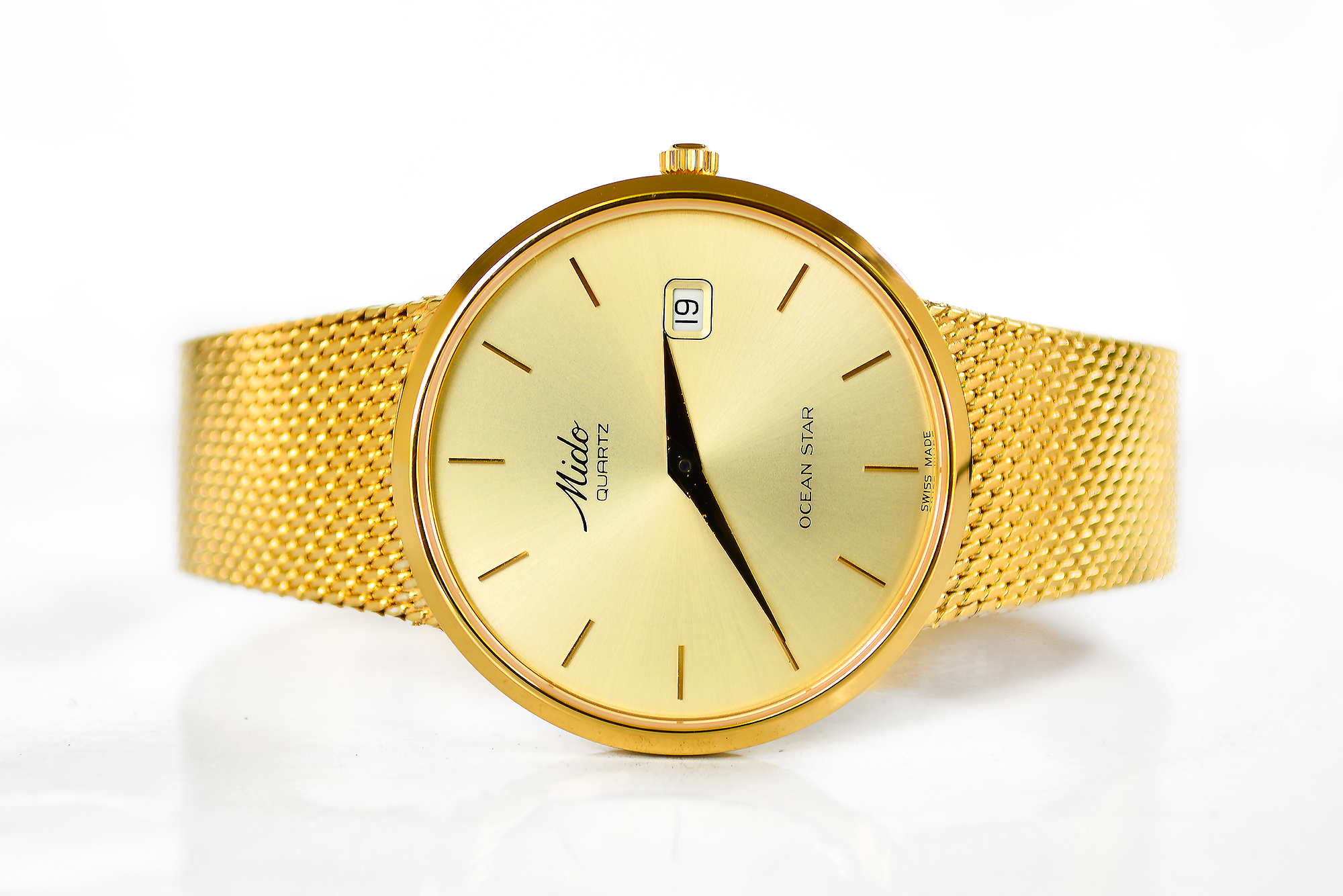 NEW:Mido Osean Star Quartz เรือนทองสายถัก