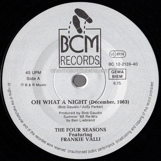 The Four Seasons featuring. Frankie Valli - Oh What A Night (December, 1963)