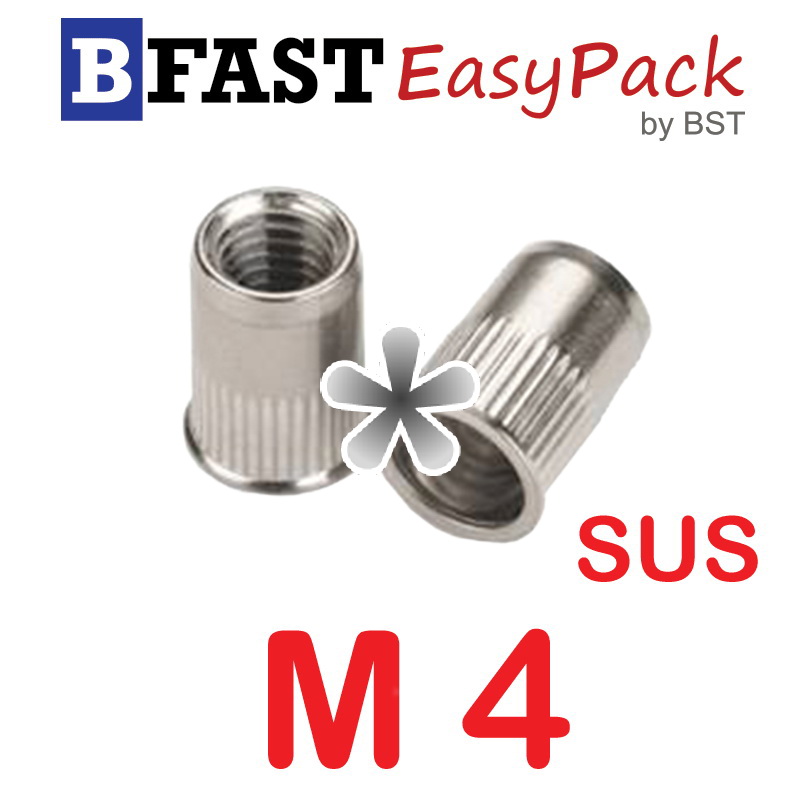 รีเวท-นัท หัวเตเปอร์ คอลาย สแตนเลส SUS M4 ( 1 ตัว/ถุง )