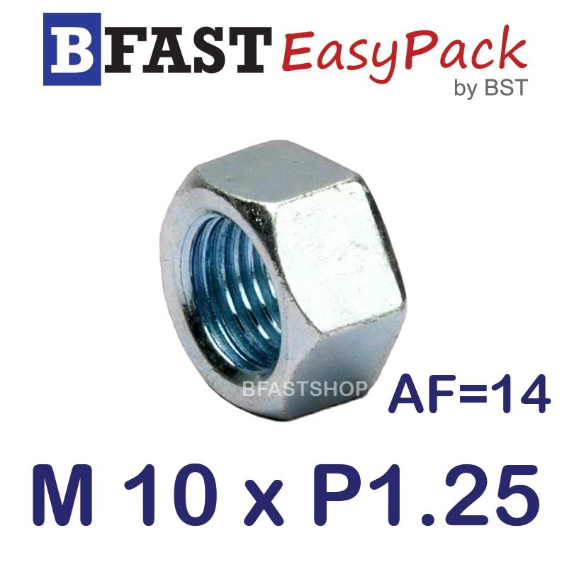 หัวน็อตมิลขาว M10 x P1.25 ขอบ 14 mm. หนา 8 mm. (20 ตัว/ถุง)