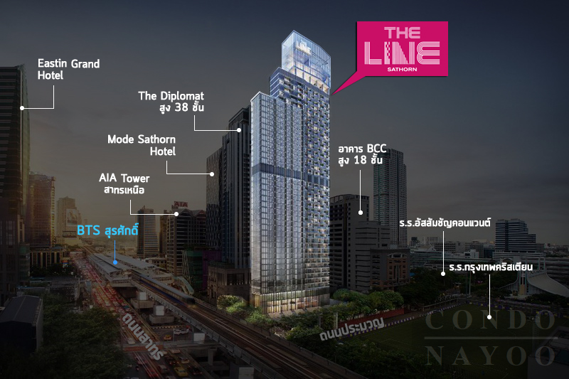 ขายดาวน์คอนโด The Line Sathorn (เดอะ ไลน์ สาทร) 1 ห้องนอน 1 ห้องน้ำ ขนาด 38 ตรม ชั้น 15 (ห้อง 1507) อาคาร 1