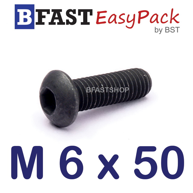 สกรูจมกลมดำ M 6 x 50 (3 ตัว/ถุง)