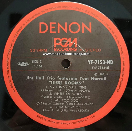 Jim Hall Trio Featuring Tom Harrell - These Rooms