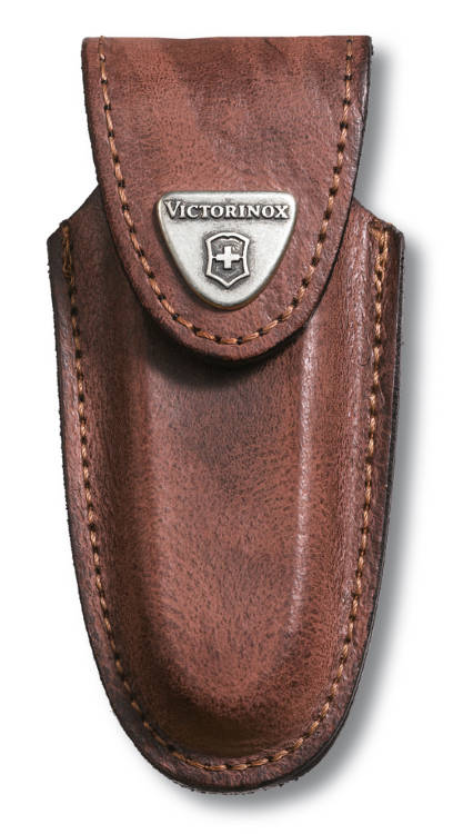 ซองหนังแท้ ใส่ VICTORINOX BROWN LEATHER POUCH 91/93 MM 2-4 LAYERS (4.0533)