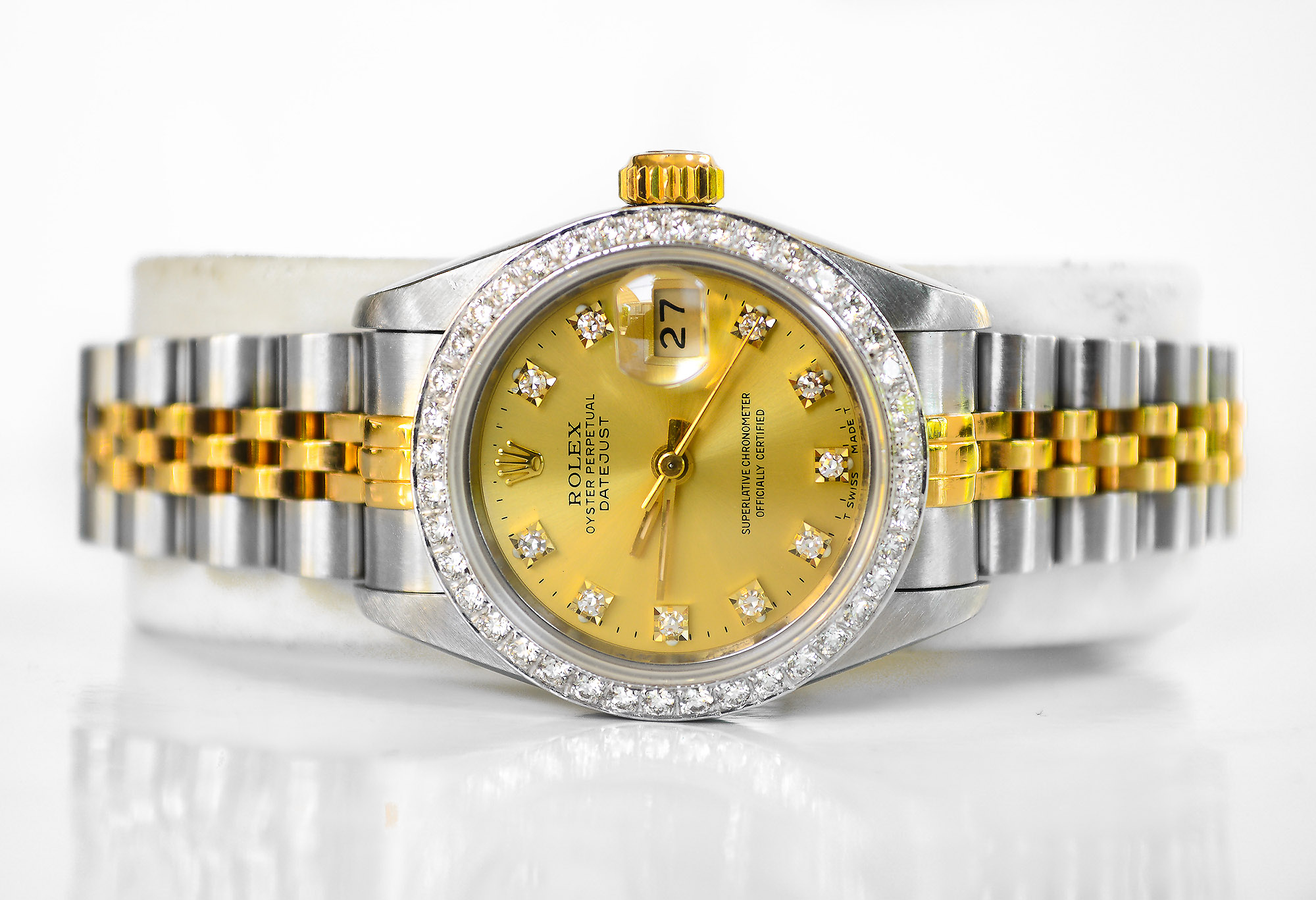 Rolex Date-just Ladysize 2tone หลักเพชร ขอบเพชร (Sold)