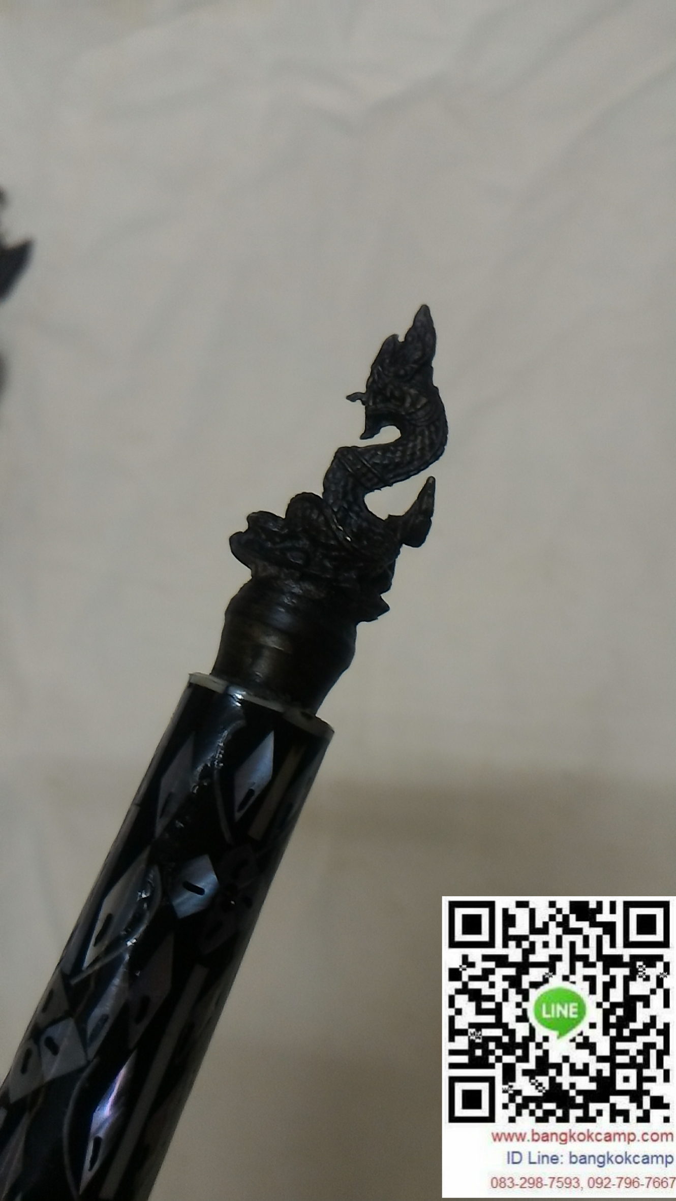 ไม้ครู หรือไม้ถือประดับมุข หัวฤาษีนารอด ท้ายพญานาค