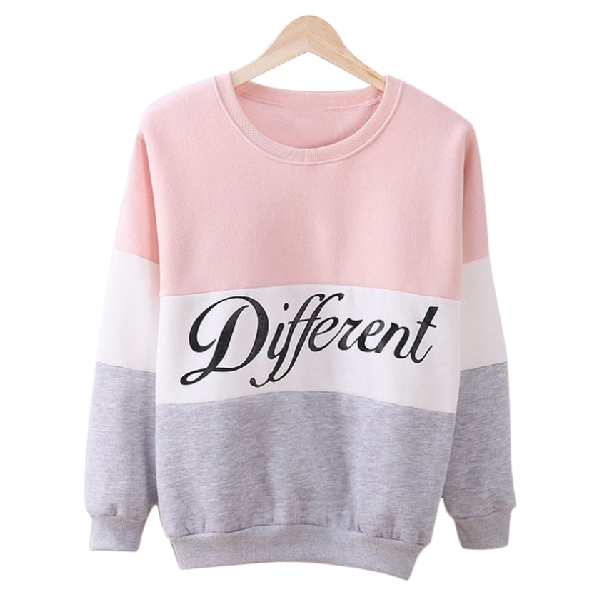 Fancyqube Hoody Women Clothing Casual Pullovers Long Sleeve PinkGrey