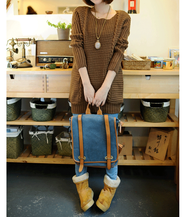 fashion เสื้อกันหนาวไหมพรม สีน้ำตาล ใส่เที่ยว น่ารักๆ