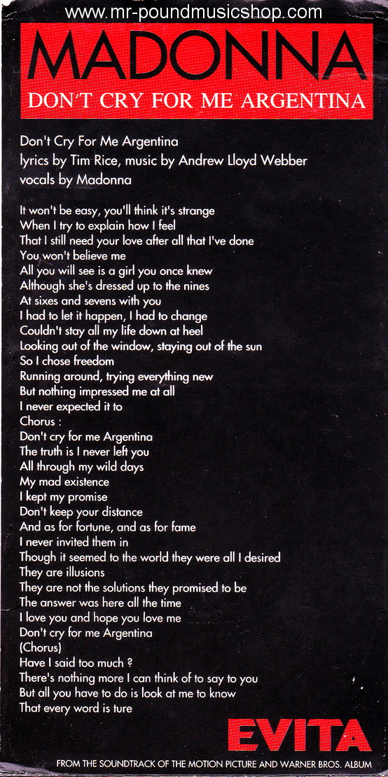 Madonna - Don't Cry For Me Argentina (From OST. Evita)