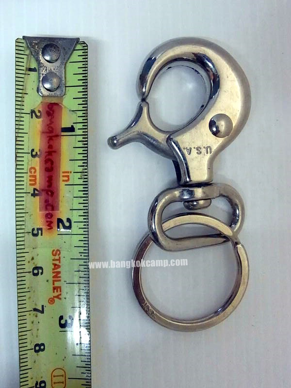 พวงกุญแจ ตะขอเกี่ยว - โลหะ สีเงิน Made in USA ใหม่เก่าเก็บ (ทำหูเกี่ยวสายสะพายกระเป๋าได้)