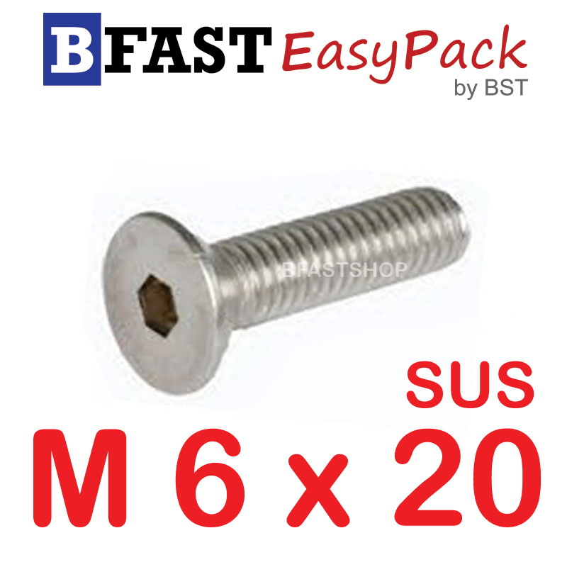 สกรูหัวจมเตเปอร์สแตนเลส SUS M6 x 20 (8 ตัว/ถุง)
