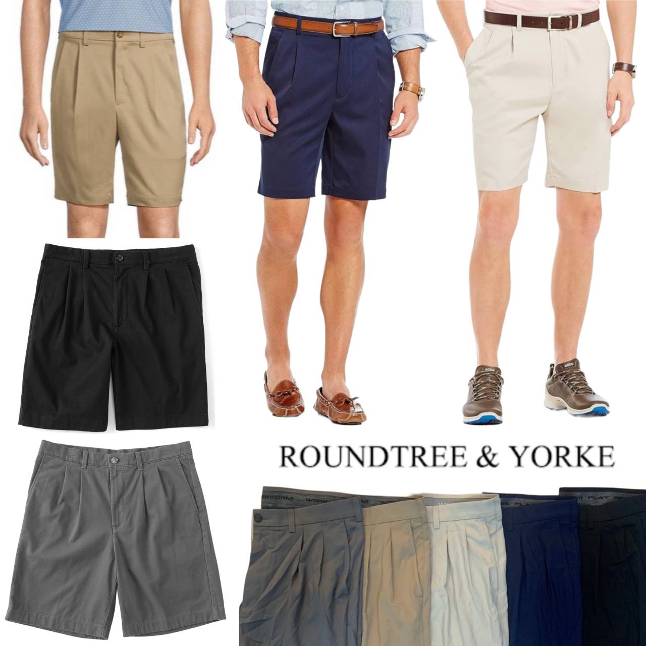 Roundtree & Yorke Work & Play Performance Pleated Stretch Shorts